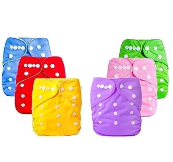 YOURCULL Washable Baby Diaper Premium Cloth Diaper Reusable, Adjustable Size, Waterproof, Pocket Cloth Diaper Nappie (Without Insert) (Pack of 6) - Adjustable, Multicolor, Pack of 6